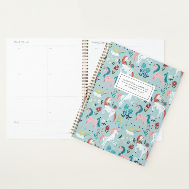 Cute Unicorn Blue girls Planner (Display)