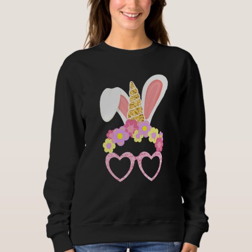 Cute Unicorn Bunny Face Easter Day Kids Girls Wome Sweatshirt