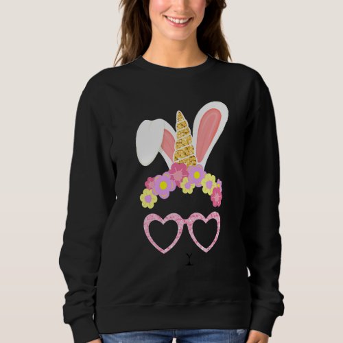 Cute Unicorn Bunny Face Easter Day Kids Girls Wome Sweatshirt