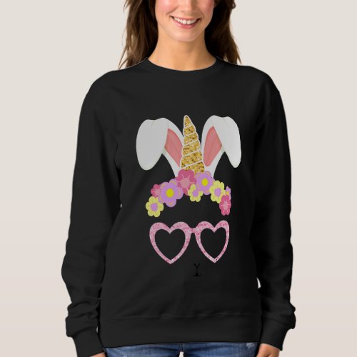 Cute Unicorn Bunny Face Easter Day Kids Girls Wome Sweatshirt