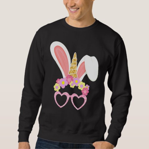 Cute Unicorn Bunny Face Easter Day Kids Girls Wome Sweatshirt