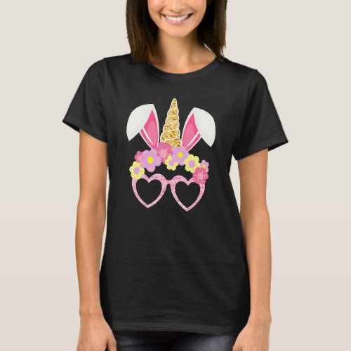 Cute Unicorn Bunny Face Easter Day Kids Girls Wome T_Shirt