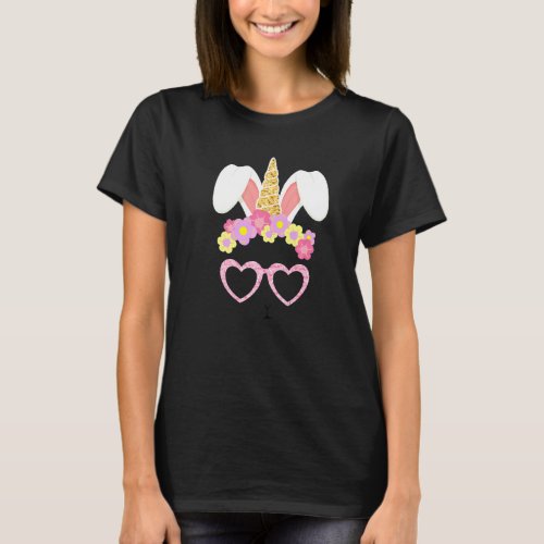Cute Unicorn Bunny Face Easter Day Kids Girls Wome T_Shirt