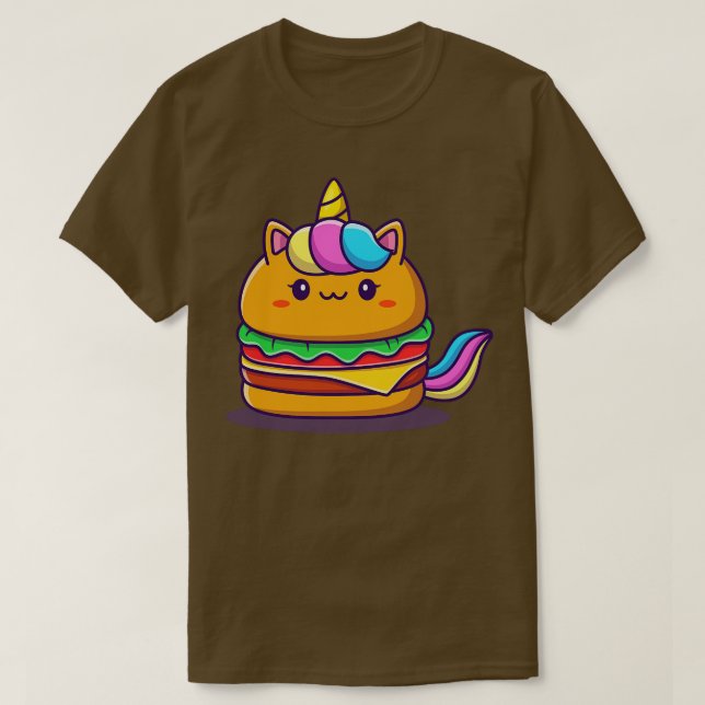 Cute Unicorn Burger T-Shirt (Design Front)