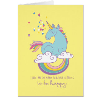 Cute Unicorn Card - "So Many Reasons to be Happy!"