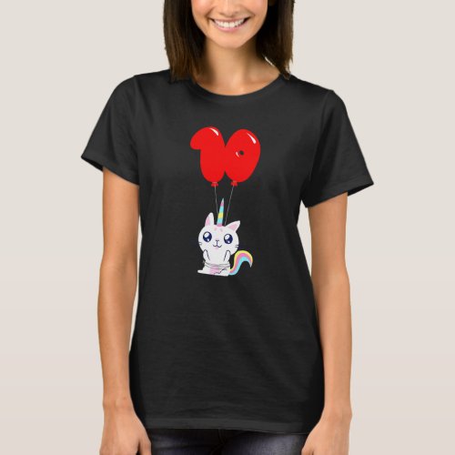 Cute Unicorn Cat  10th Birthday  Kids Balloon Part T-Shirt
