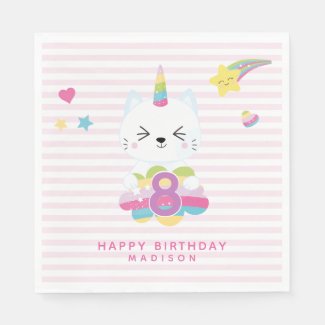 Cute Unicorn Cat - Custom Age Kids' Birthday 