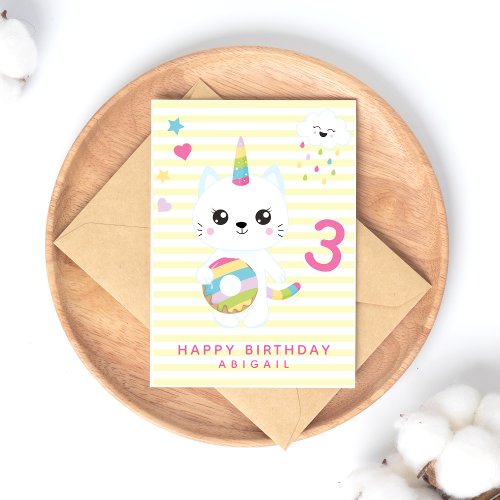 Cute Unicorn Cat _ Custom Age Kids Birthday Postcard