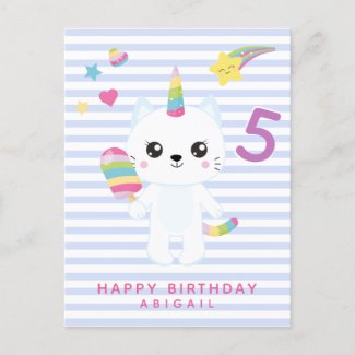 Cute Unicorn Cat - Custom Age Kids' Birthday 