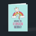 Cute Unicorn Cat Magical Rainbow Funny Birthday Card<br><div class="desc">Funny and cute birthday card for those who love puns and humor. Perfect way to wish your friends and family happy birthday.  Visit our store for more birthday card collection. You'll find something cool,  humorous and sometimes sarcastic birthday cards for your special someone.</div>