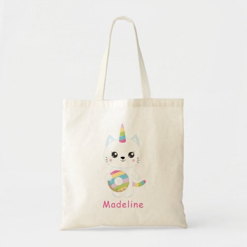 Cute Unicorn Cat _ Personalized Kids Tote Bag