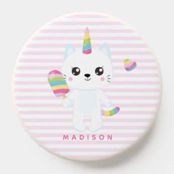 Cute Unicorn Cat - Pink Striped Kids