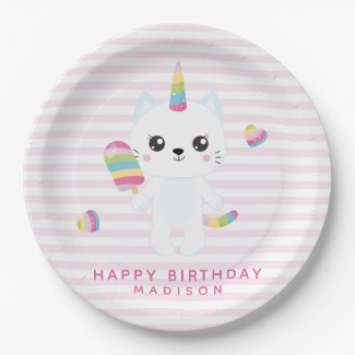 Cute Unicorn Cat - Pink Striped  