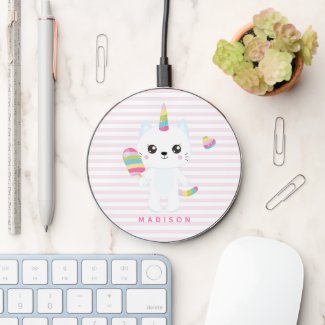 Cute Unicorn Cat - Pink Striped 