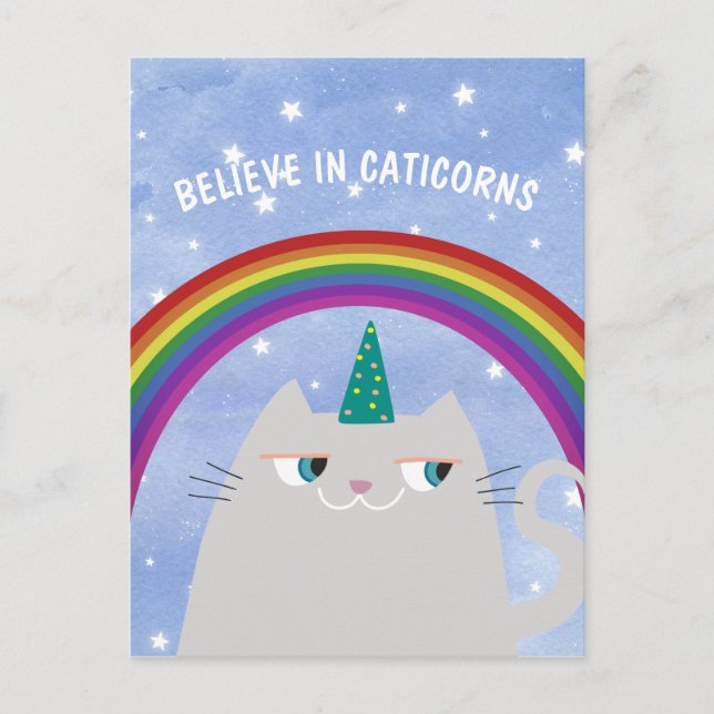 Cute Unicorn Cat Postcard (Front)