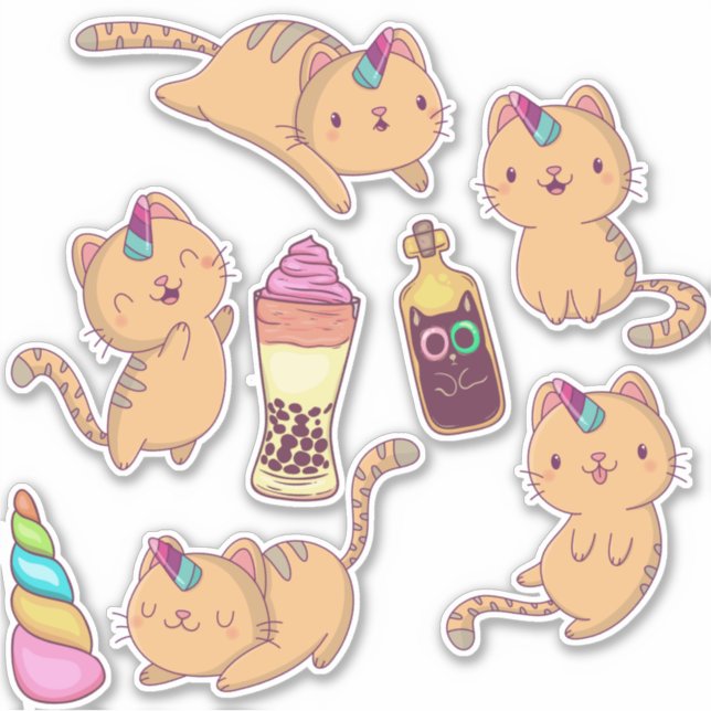 Cute Unicorn Cats Sticker (Front)