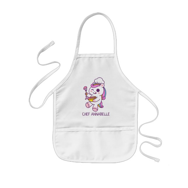 Cute Unicorn Chef Personalize Kids' Apron (Front)