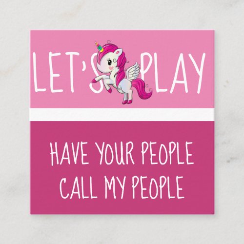 Cute Unicorn Childs Playdate Square Business Card