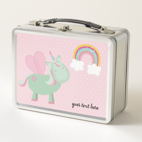 Cute Unicorn  Choose your background color Metal Lunch Box