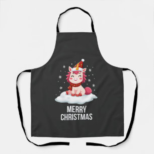 Cute unicorn Christmas hat unicorn Christmas T-Shi Apron