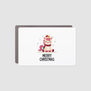 Cute unicorn Christmas hat unicorn Christmas T-Shi Car Magnet