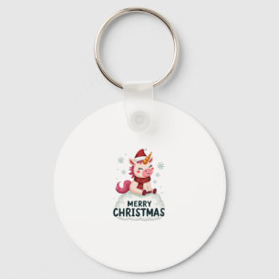 Cute unicorn Christmas hat unicorn Christmas T-Shi Keychain