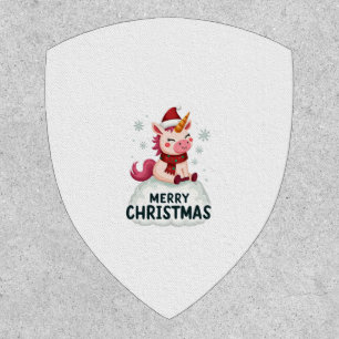 Cute unicorn Christmas hat unicorn Christmas T-Shi Patch