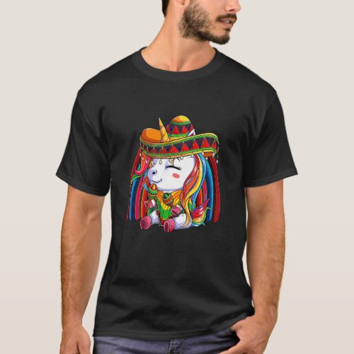 Cute Unicorn Cinco De Mayo Fiesta Sombrero Kids Gi T_Shirt