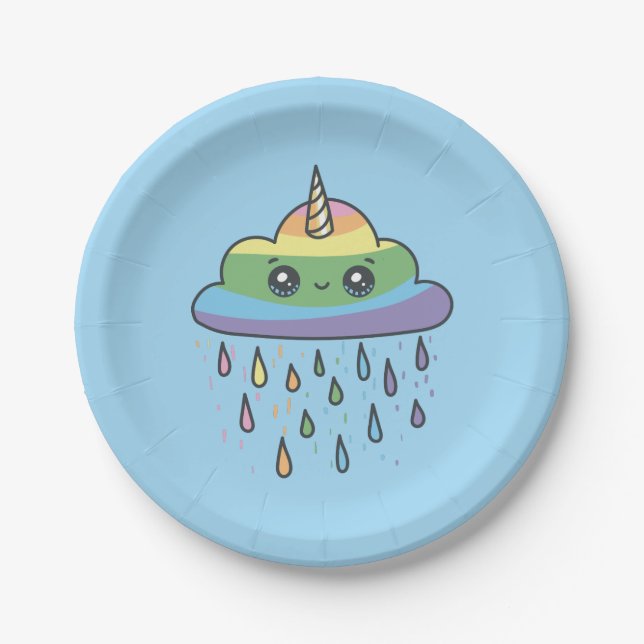 Cute Unicorn Cloud Paper Plates (Front)