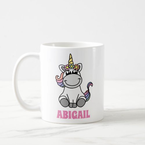 Cute Unicorn Colorful Personalized Custom Name Coffee Mug