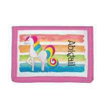 Cute Unicorn Colorful Stripes Trifold Wallet Cute Unicorn Colorful Stripes Trifold Wallet