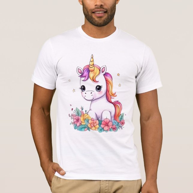Cute Unicorn Cool Rainbow positive T-Shirt (Front)