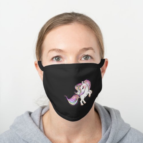 Cute Unicorn Cotton Facemask for Girls or Women Black Cotton Face Mask