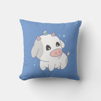 cute unicorn cow throw pillow