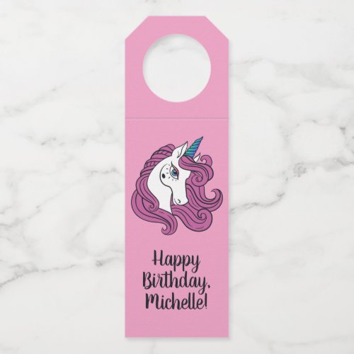 Cute Unicorn custom name  color bottle hangers