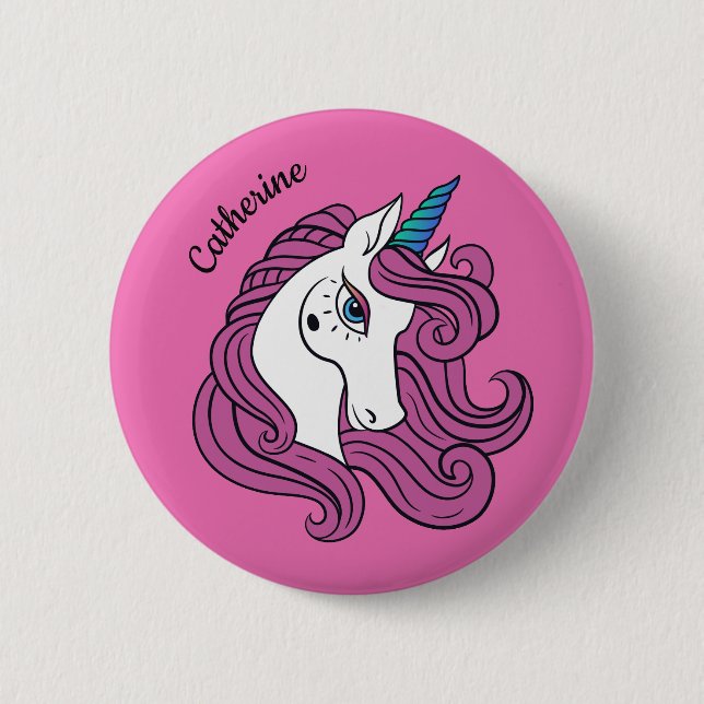 Cute Unicorn custom name & color buttons (Front)