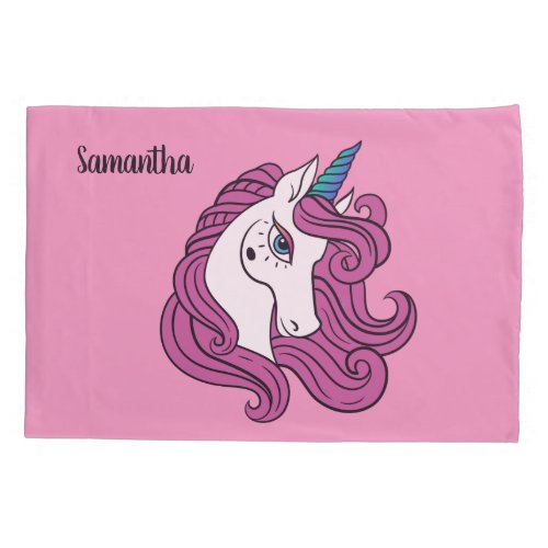 Cute Unicorn custom name  color pillowcases