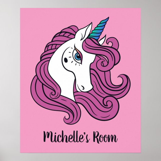 Cute Unicorn custom name & color poster (Front)