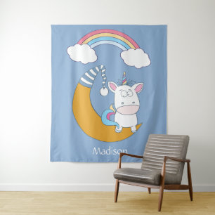 Cute Unicorn custom name & color tapestries