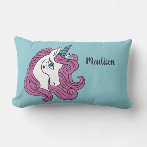 Cute Unicorn custom name  color throw pillows