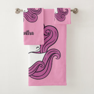 Cute Unicorn custom name & color towel set