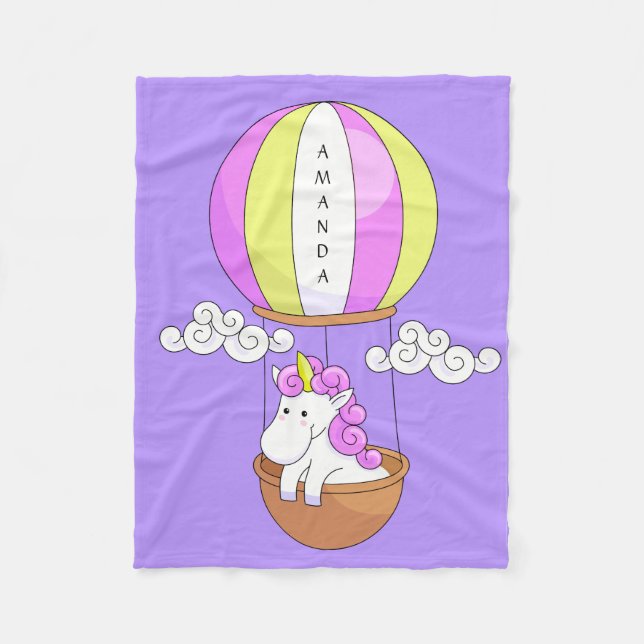Cute Unicorn custom name fleece blankets (Front)