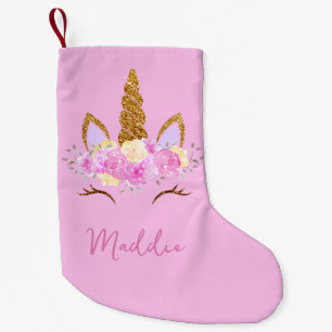 Cute Unicorn Custom Name Small Christmas Stocking