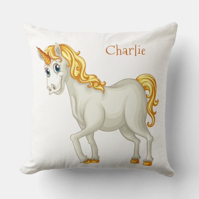 Cute Unicorn custom name throw pillows (Front)