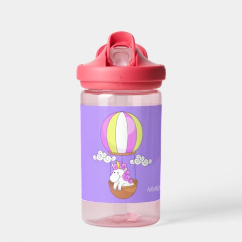 Cute Unicorn custom name Water Bottle