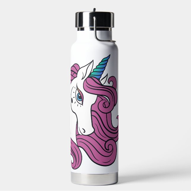 Cute Unicorn custom name Water Bottle (Left)