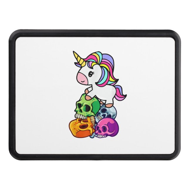 Cute Unicorn & Dead Skulls. Funny Goth Emo Hallowe Hitch Cover (Front)
