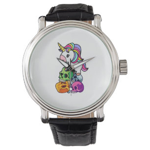 Cute Unicorn & Dead Skulls. Funny Goth Emo Hallowe Watch