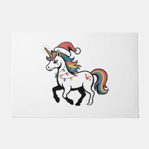 Cute Unicorn Deer Reindeer Christmas Lights Funny Doormat