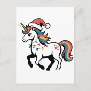 Cute Unicorn Deer Reindeer Christmas Lights Funny  Invitation Postcard